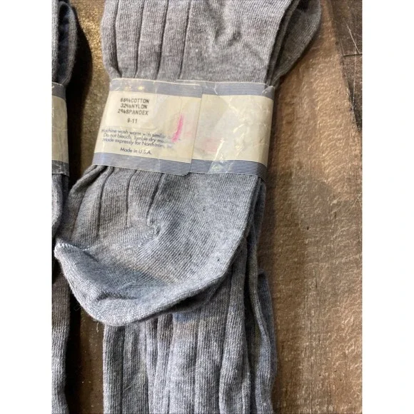 Vintage NORDSTROM Grey Ribbed Knee High Socks Set 2 Pair New Tags 9-11 Retro - Picture 14 of 15